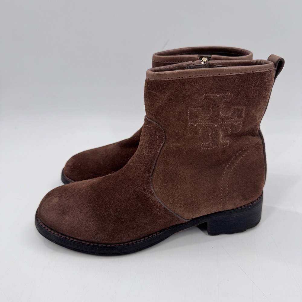 Tory Burch Simone Brown Suede Ankle Boots Sz 7M